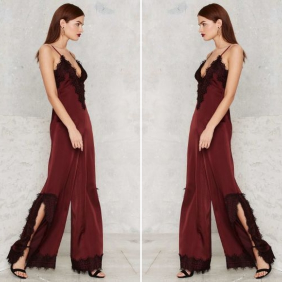 NastyGal Lace of the Ex Lingerie Wide Leg Jumpsuit - Picture 2 of 2